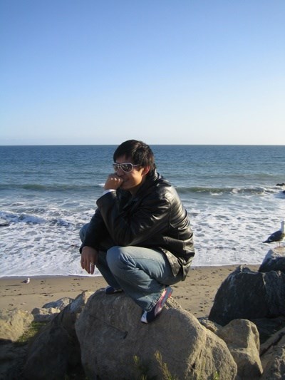 On the rocks at a Malibu, California beach